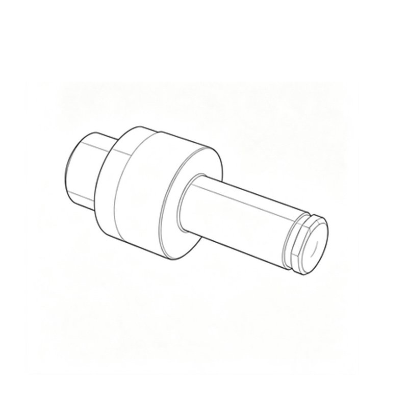 Isometric technical line drawing of semiconductor positioning drive shaft, 1.2379 D2 tool steel HRC58, precision stepped locating pin shaft for semiconductor packaging and test equipment